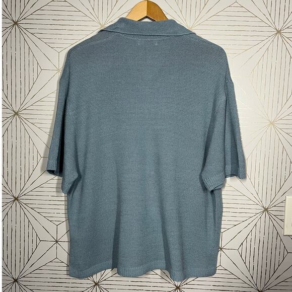 Zara powder blue KNIT POLO SHIRT sweater Size XL NWT $50 - Picture 4 of 7